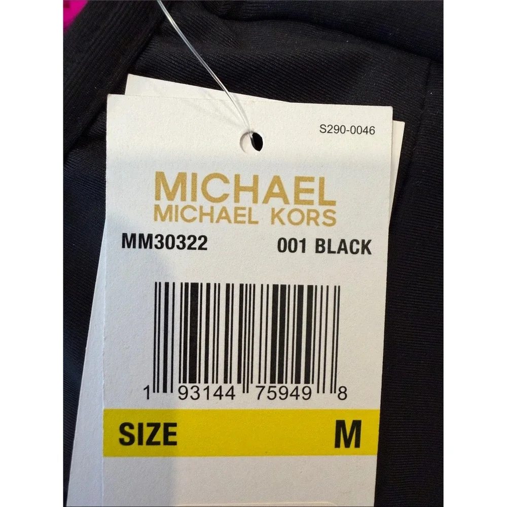 Michael‎ Kors Womens Black Lace Up Side Tankini Top Gold Grommet Size M NEW